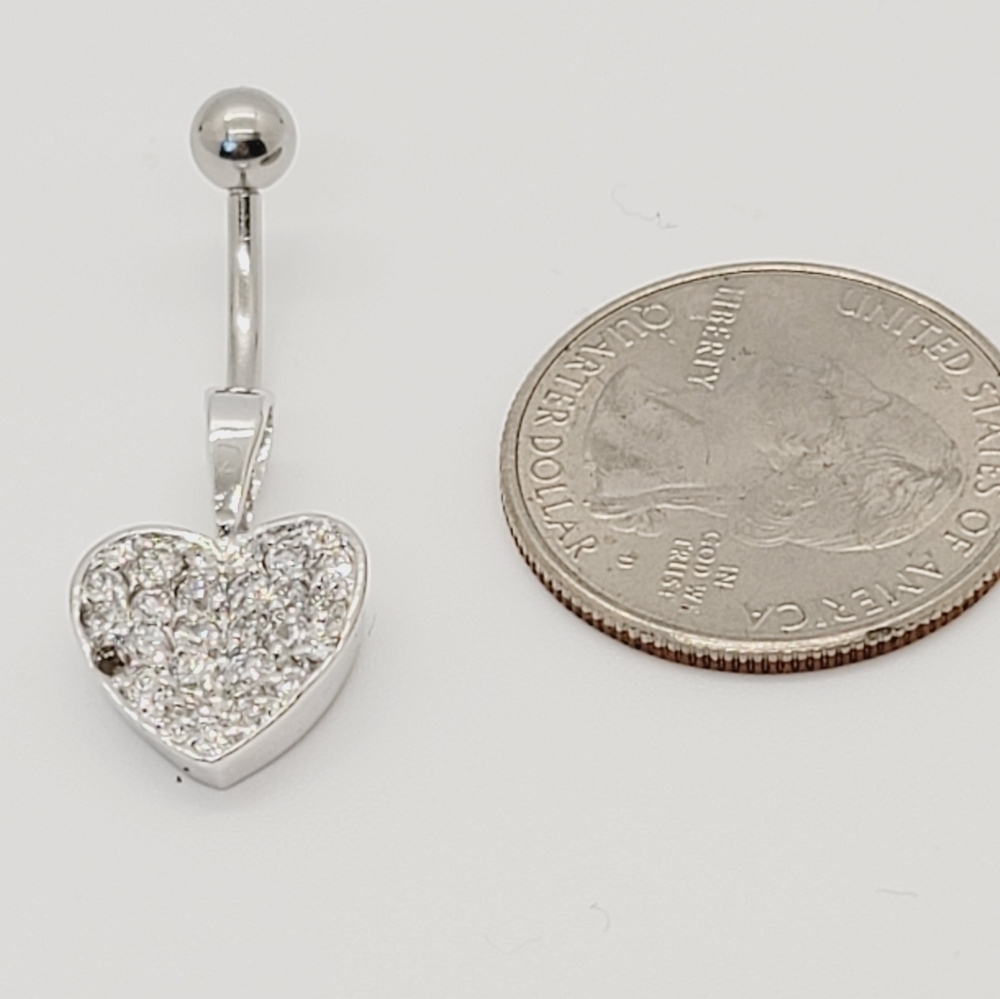 New Sterling Silver CZ Belly Button Navel Ring *a cz stone missing*